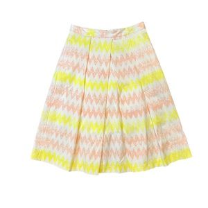 *NWOT* 1.State Yellow & Pink Chevron Stripe Midi Skirt, Size M